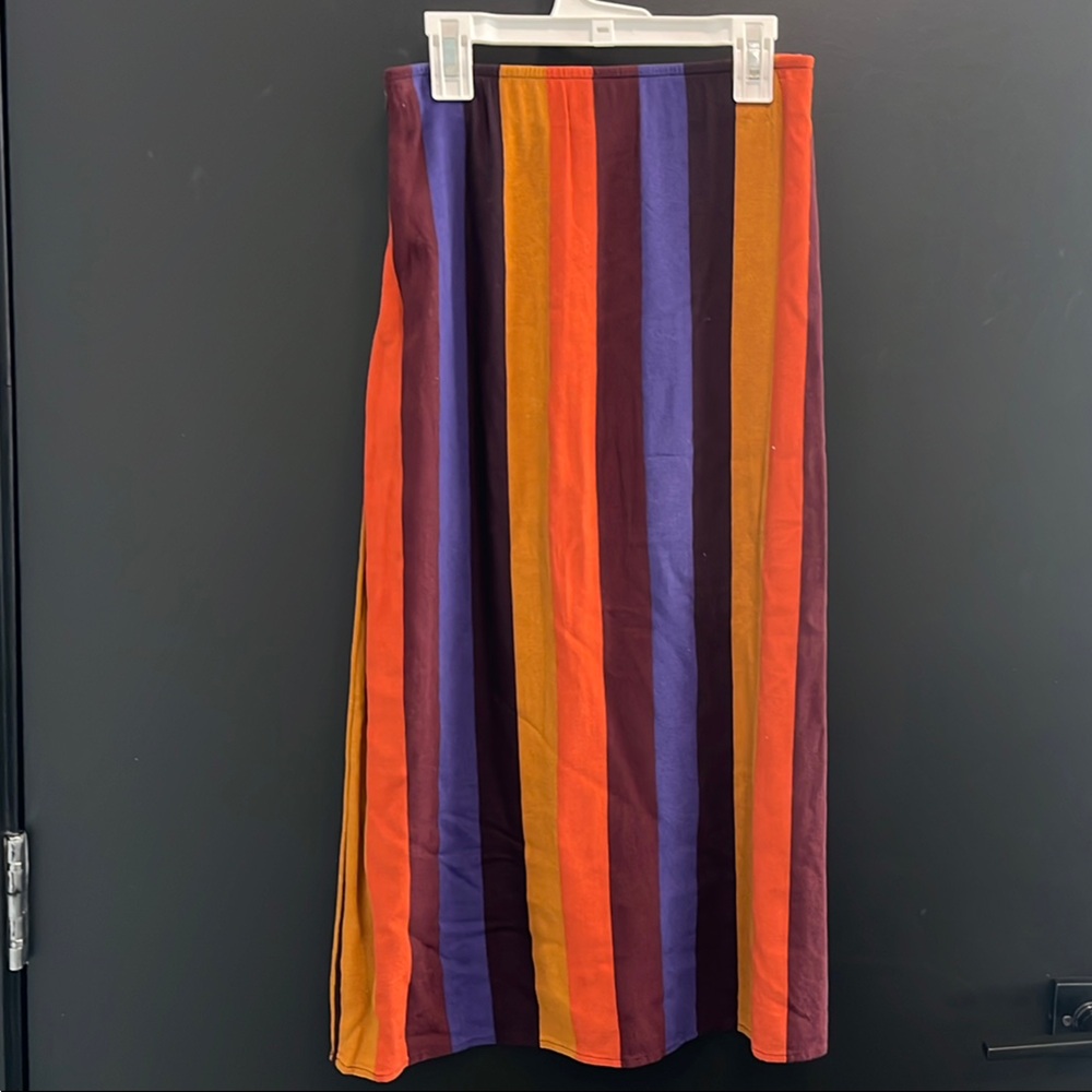 American Eagle Outfitters Orange and Purple Maxi A-Line Skirt